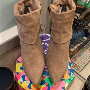 Women’s tan suede heels from Calvin Klein